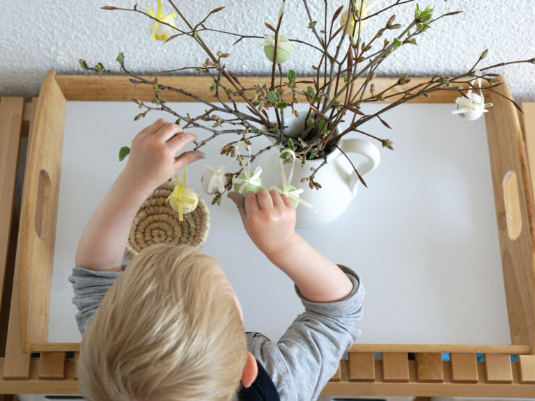 Decorating an Easter Tree with Toddlers